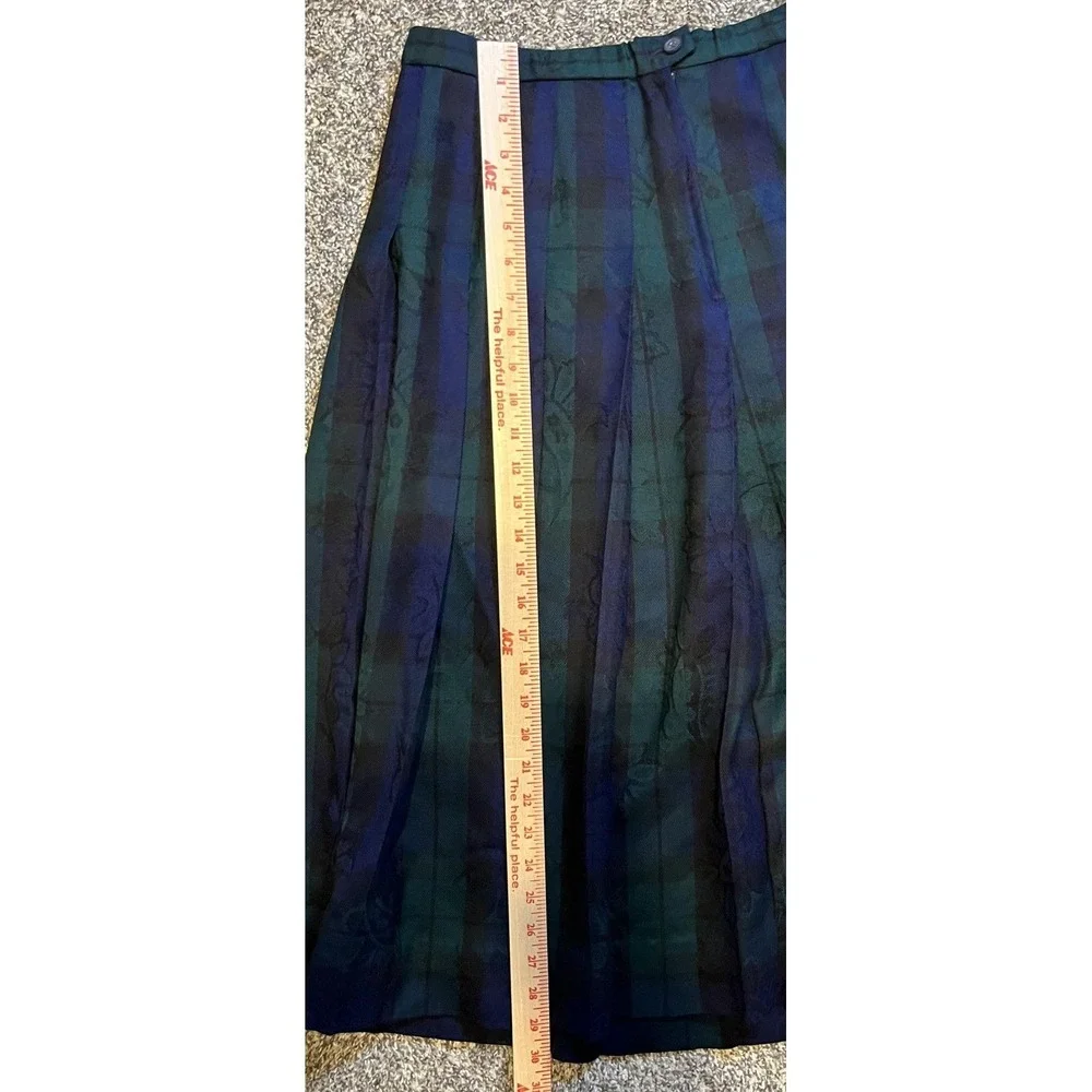 Vintage Pendleton Skirt Womens Petite 12 Green Striped Wool Pleated‎ Midi USA - Picture 8 of 12